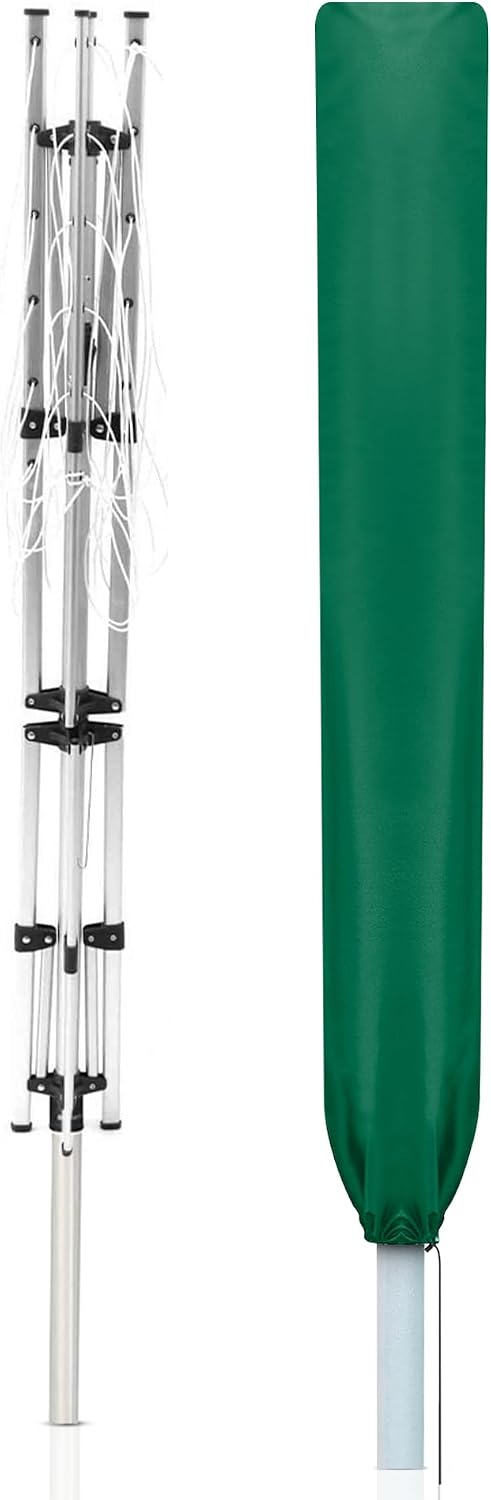 WINSOME Rotary Washing Line Cover Waterproof Polyester Fabric with Zip Heavy Duty Rotary Clothes Line Cover Weather Resistant Rotary Line Cover Garden Rotary Dryer and Airer Cover | Green
