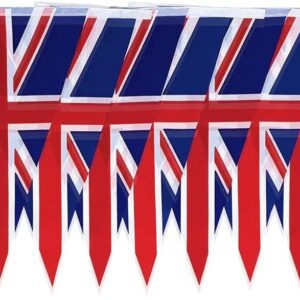 Winsome Union jack Bunting Banner 10M/33ft Long with 20 Triangle UK Flags Queen’s Platinum Jubilee Buntings Outdoor Waterproof British Flags