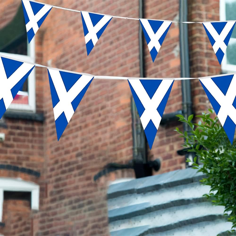 Scotland bunting flags Scottish St Andrews Cross Patriotic Themed Bunting Banner Burns Night party décor 10M/33ft Long with 20 Triangle | Light Blue - Image 3