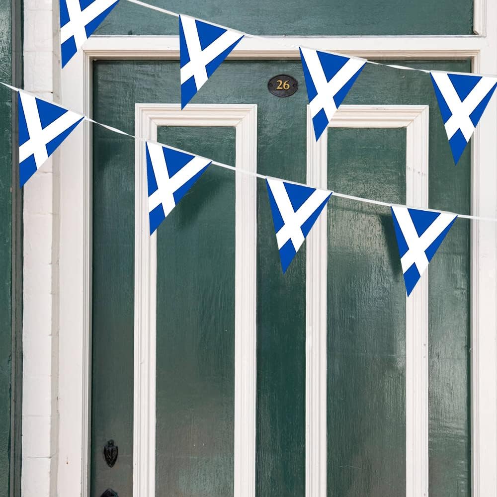 Scotland bunting flags Scottish St Andrews Cross Patriotic Themed Bunting Banner Burns Night party décor 10M/33ft Long with 20 Triangle | Light Blue - Image 2