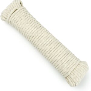 Natural Cotton Clothesline Pully Rope 30m/ 98 ft Washing Line 5.5mm Clothes Lines for Outside Braided Cotton Soft Rope for Garden