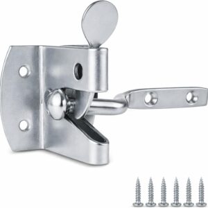 Garden Gate Latch for Wooden Gates - Galvanised Silver Door Latch Lock Self Locking Gate Catch - Weather Protection Auto Door Latches for External Doors