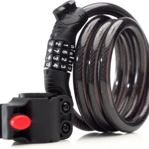 Bike Lock Combination Lock 4 Digit |1.2M X 12mm| Heavy Duty Bike Locks High Security with Fixing Bracket - Anti Theft Bicycle Lock for Motorcycle Fence Gate Shed Trailer - Weather Resistant