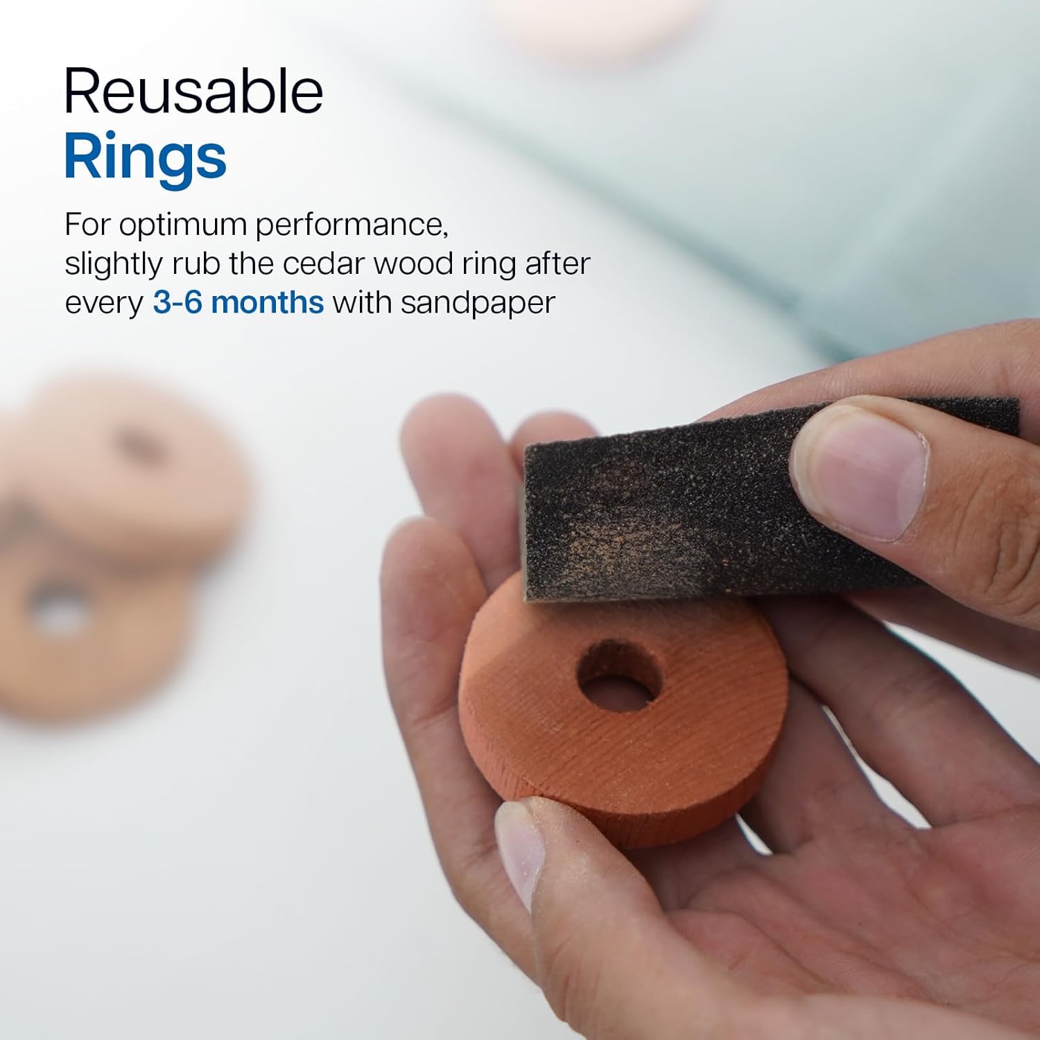WINSOME 28 Pieces Cedar Wood Moth Repellent for Wardrobes, Anti Moth Repellent Cedar Blocks for Clothes Protection Cedar Wood Discs Aromatic Cedar Wood Balls Hangers Rings - Image 3