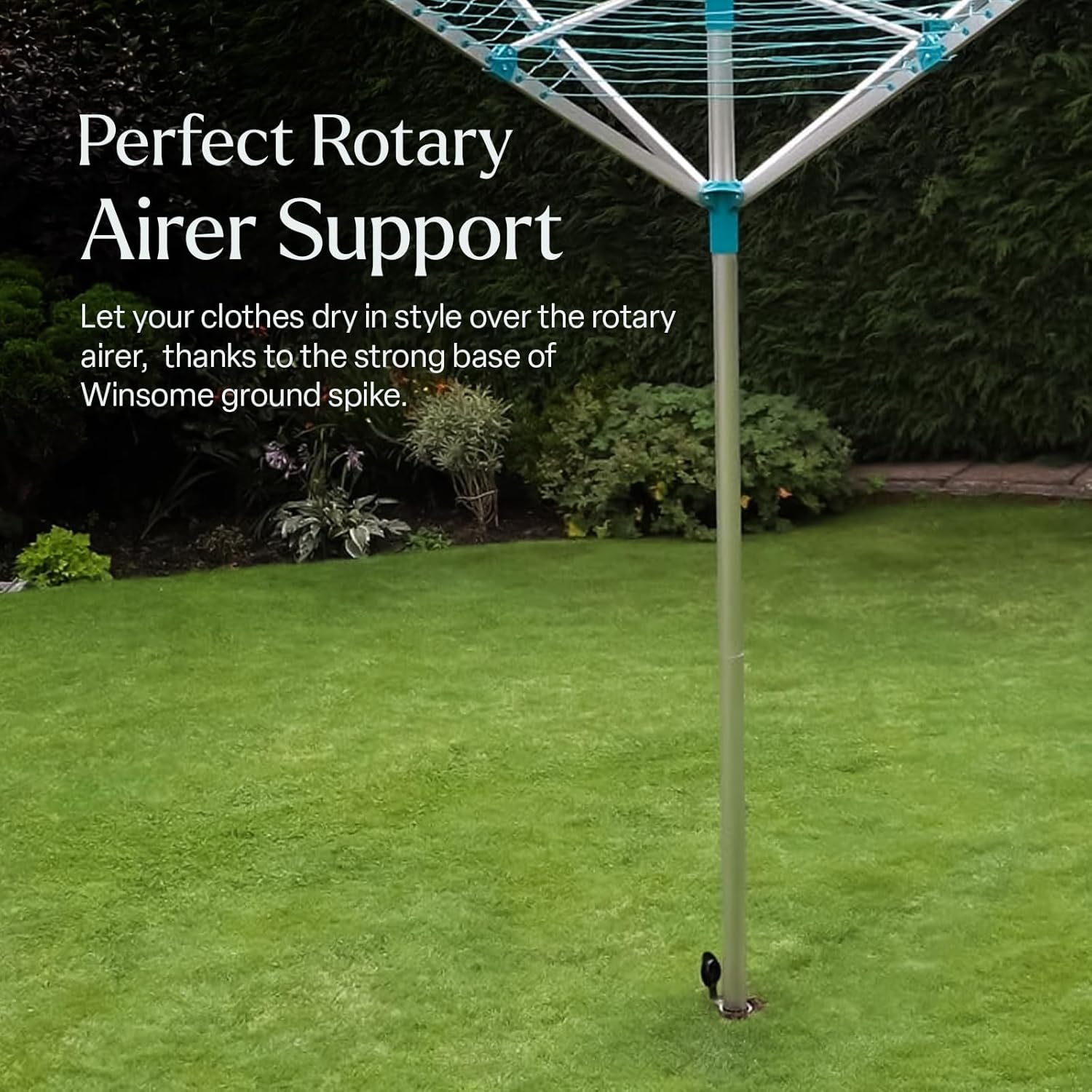WINSOME Heavy Duty Rotary Washing Line Spike with Plastic Adapter (32mm and 40mm) Ground Spike for Rotary Washing Line Base Black Coated Garden Spike for Rotary Airer - Image 4