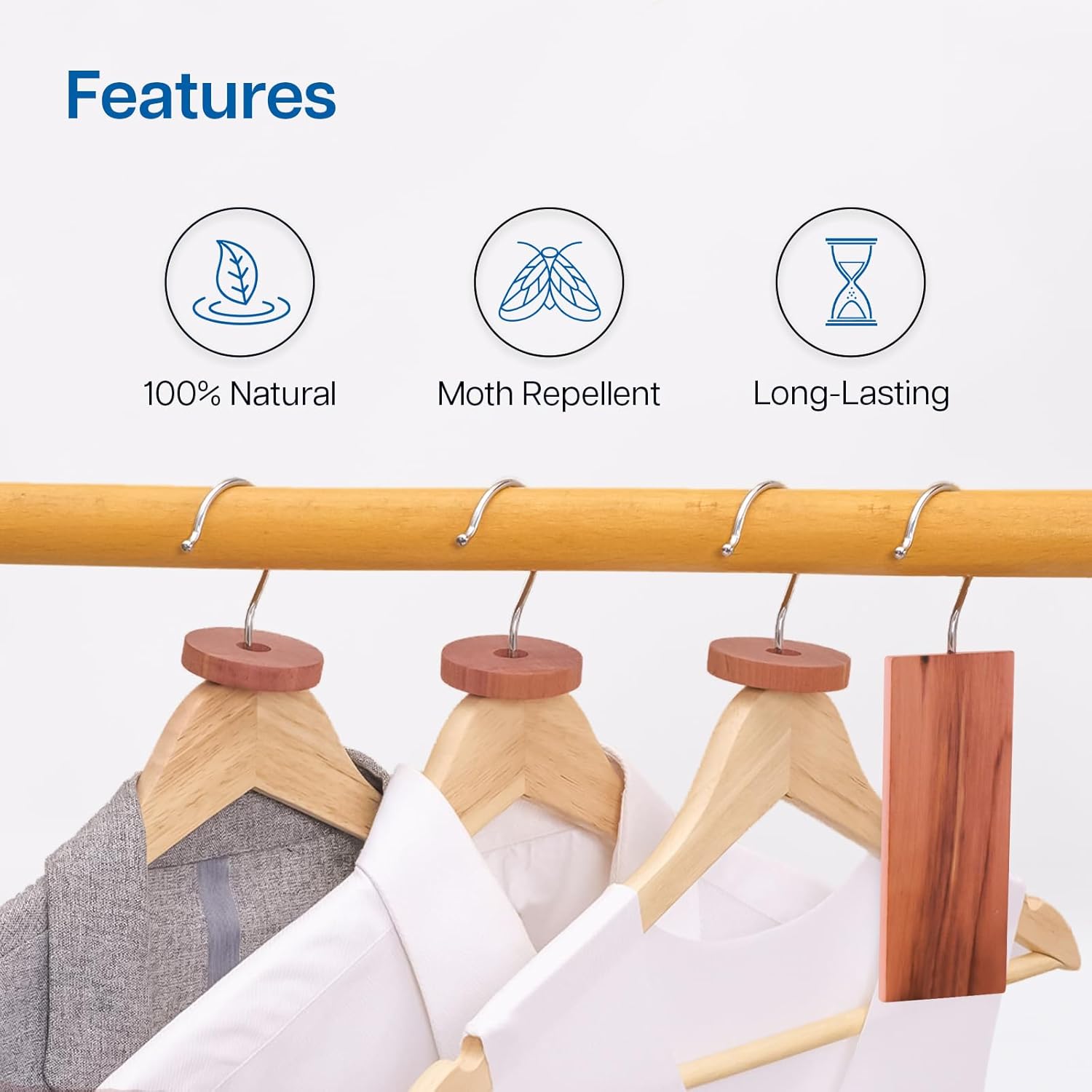 WINSOME 28 Pieces Cedar Wood Moth Repellent for Wardrobes, Anti Moth Repellent Cedar Blocks for Clothes Protection Cedar Wood Discs Aromatic Cedar Wood Balls Hangers Rings - Image 6