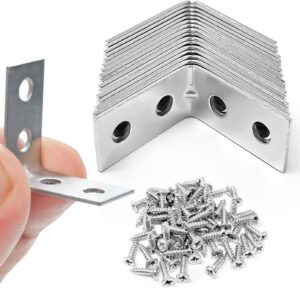 Winsome Angle Brackets Corner Bracket for Wood 16 Pcs | 25mm x 25mm x 13mm | Galvanised Steel Brackets with 64 Screws for Fixing and Repairing Furniture, Shelves, Windows and Cabinets