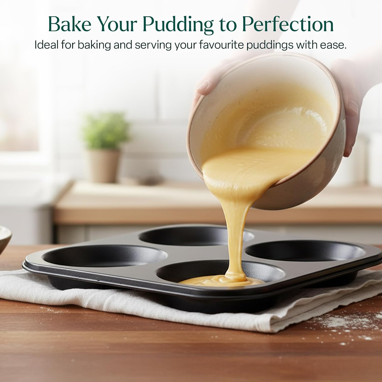 WINSOME Yorkshire Pudding Tray 4 Cup Muffins Bakeware Tins & Trays Premium Nonstick Cupcake Tray for Oven Baking Roasting Tin (Pack of 1) - Image 8