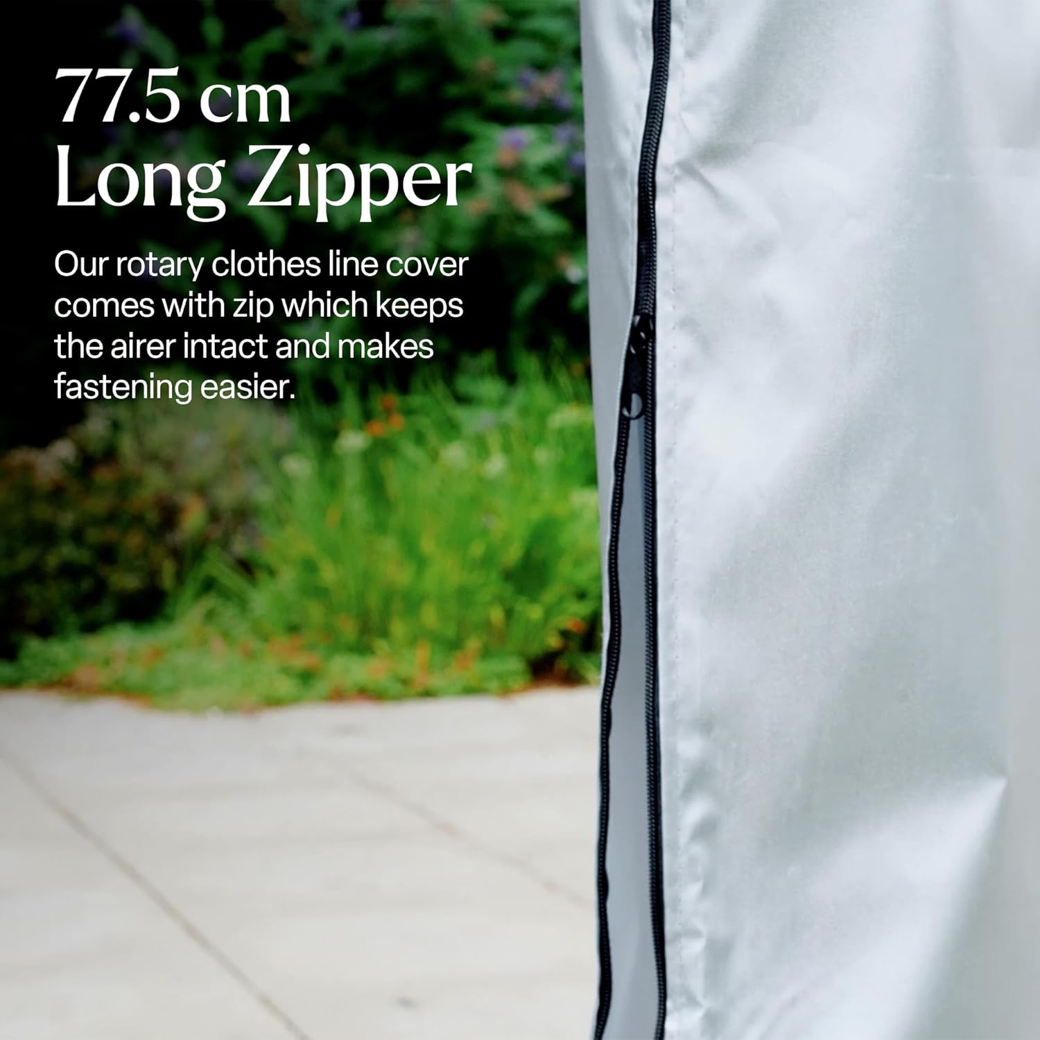 WINSOME Rotary Washing Line Cover Waterproof Polyester Fabric with Zip - Heavy Duty Rotary Clothes Line Cover - Weather Resistant Rotary Line Cover Garden Rotary Dryer and Airer Cover | Silver - Image 2