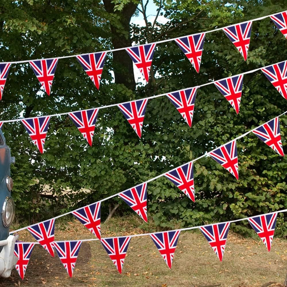 Winsome Union jack Bunting Banner 10M/33ft Long with 20 Triangle UK Flags Queen’s Platinum Jubilee Buntings Outdoor Waterproof British Flags - Image 2