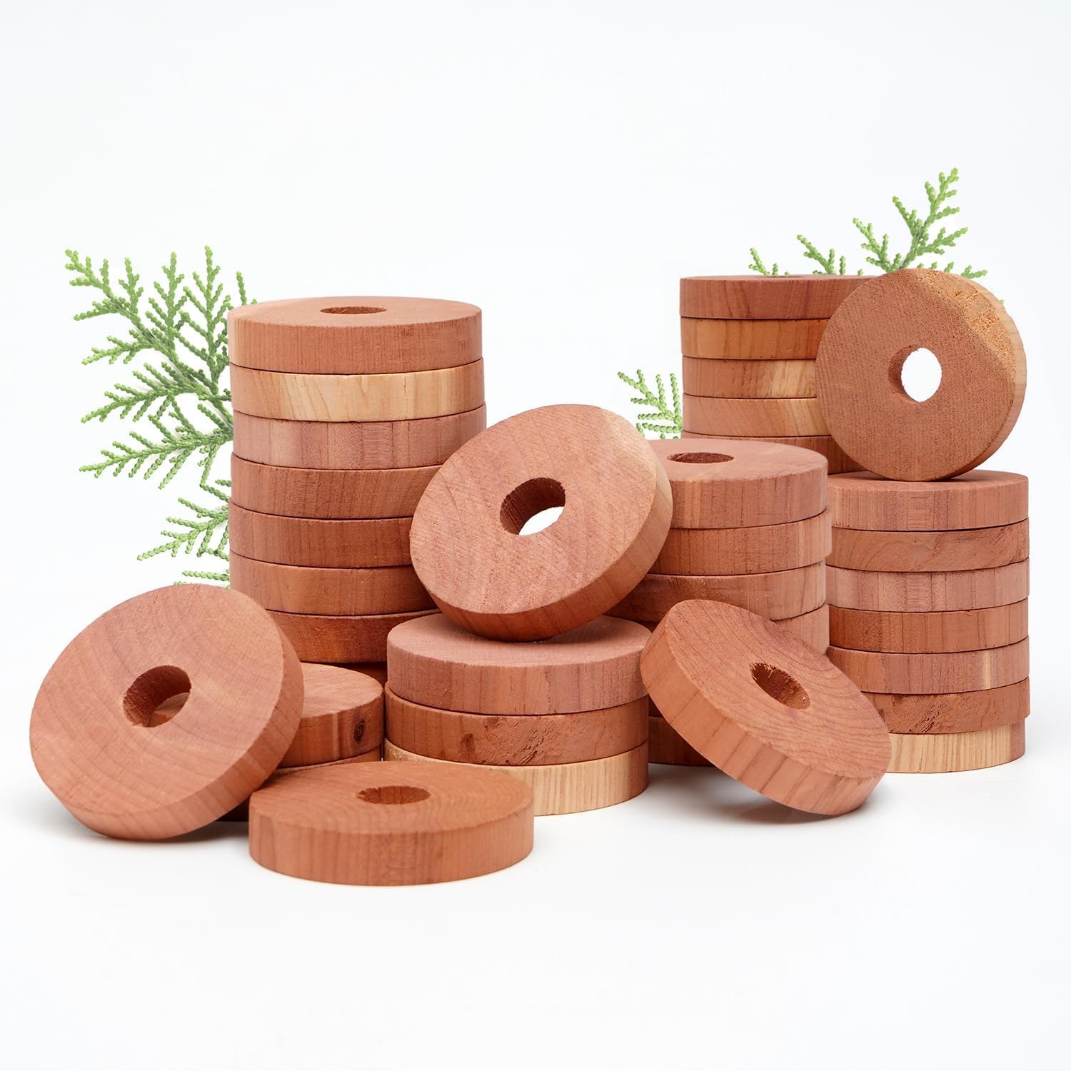Cedarwood Moth Repellent for Wardrobes and Drawers - 48 Pcs 100% Natural Cedar Rings Moth Repellent for Clothes, Wardrobe Storage, & Pantry - Ideal Moth Killer & Insect Repellent Cedar Wood Rings - Image 9