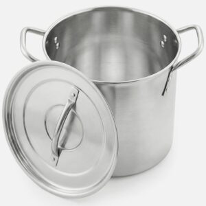 Winsome Stainless Steel Stock Pot with Lid - 19 litres - Bottom Deep Stew Sauce Soup Pasta Cooking Pot Home Brew Boiling Pot Set