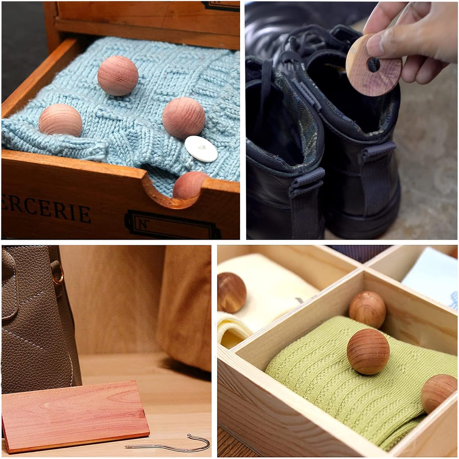 WINSOME 28 Pieces Cedar Wood Moth Repellent for Wardrobes, Anti Moth Repellent Cedar Blocks for Clothes Protection Cedar Wood Discs Aromatic Cedar Wood Balls Hangers Rings - Image 2