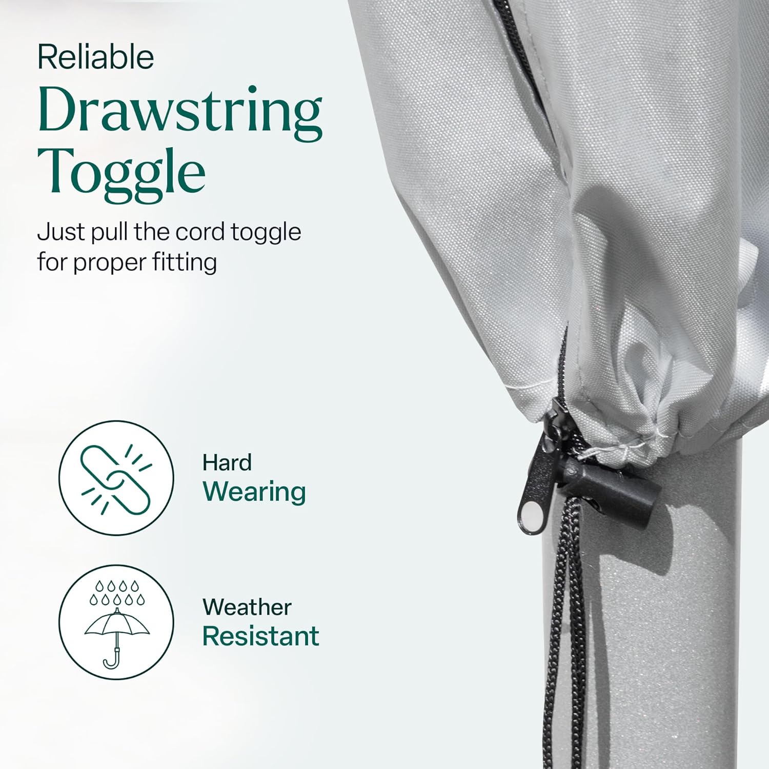 WINSOME Rotary Washing Line Cover Waterproof Polyester Fabric with Zip - Heavy Duty Rotary Clothes Line Cover - Weather Resistant Rotary Line Cover Garden Rotary Dryer and Airer Cover | Silver - Image 4