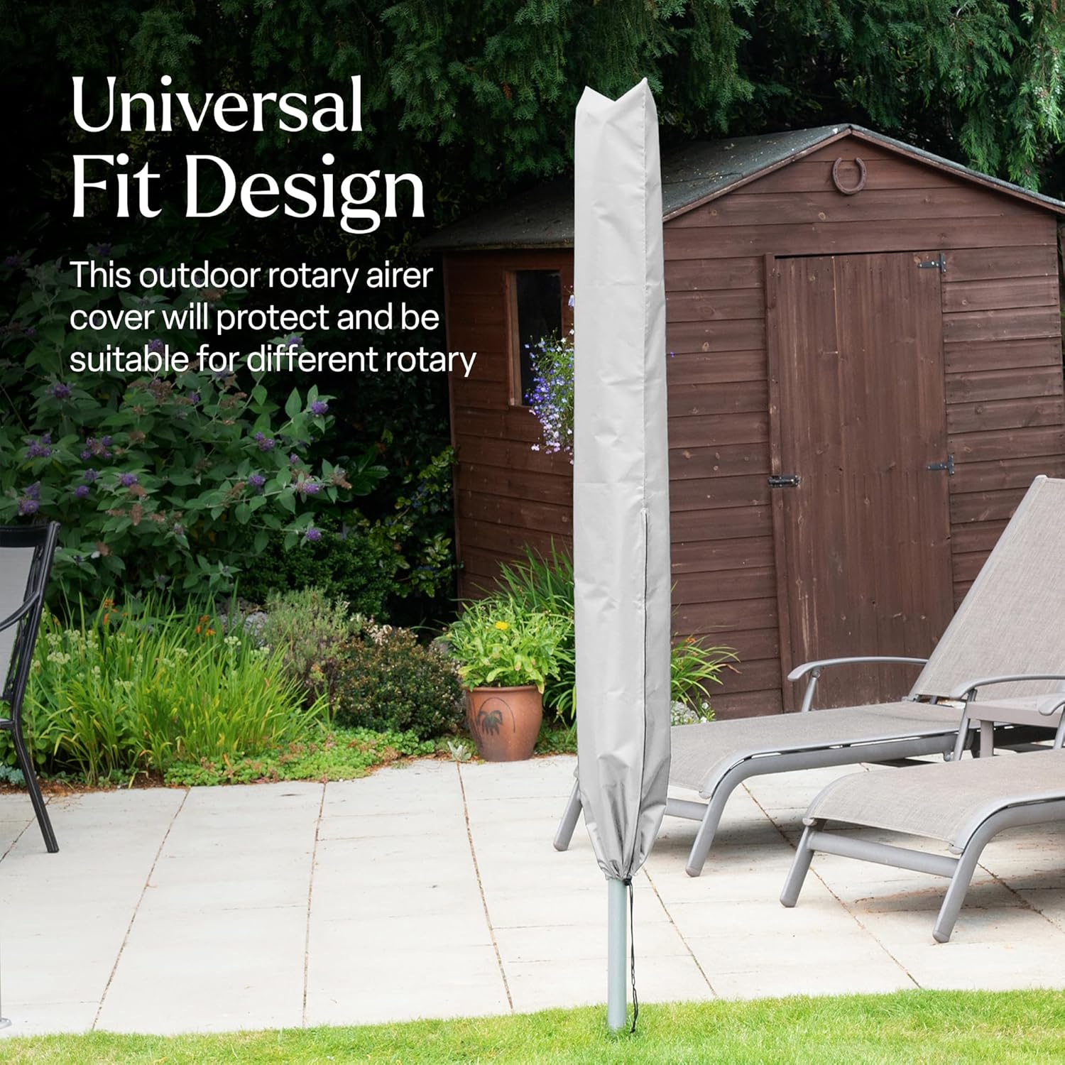 WINSOME Rotary Washing Line Cover Waterproof Polyester Fabric with Zip - Heavy Duty Rotary Clothes Line Cover - Weather Resistant Rotary Line Cover Garden Rotary Dryer and Airer Cover | Silver - Image 3