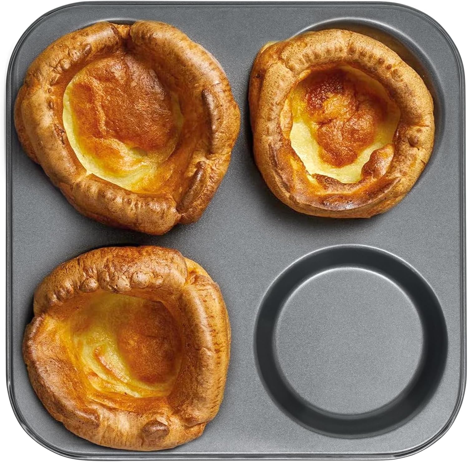 WINSOME Yorkshire Pudding Tray 4 Cup Muffins Bakeware Tins & Trays Premium Nonstick Cupcake Tray for Oven Baking Roasting Tin (Pack of 1)