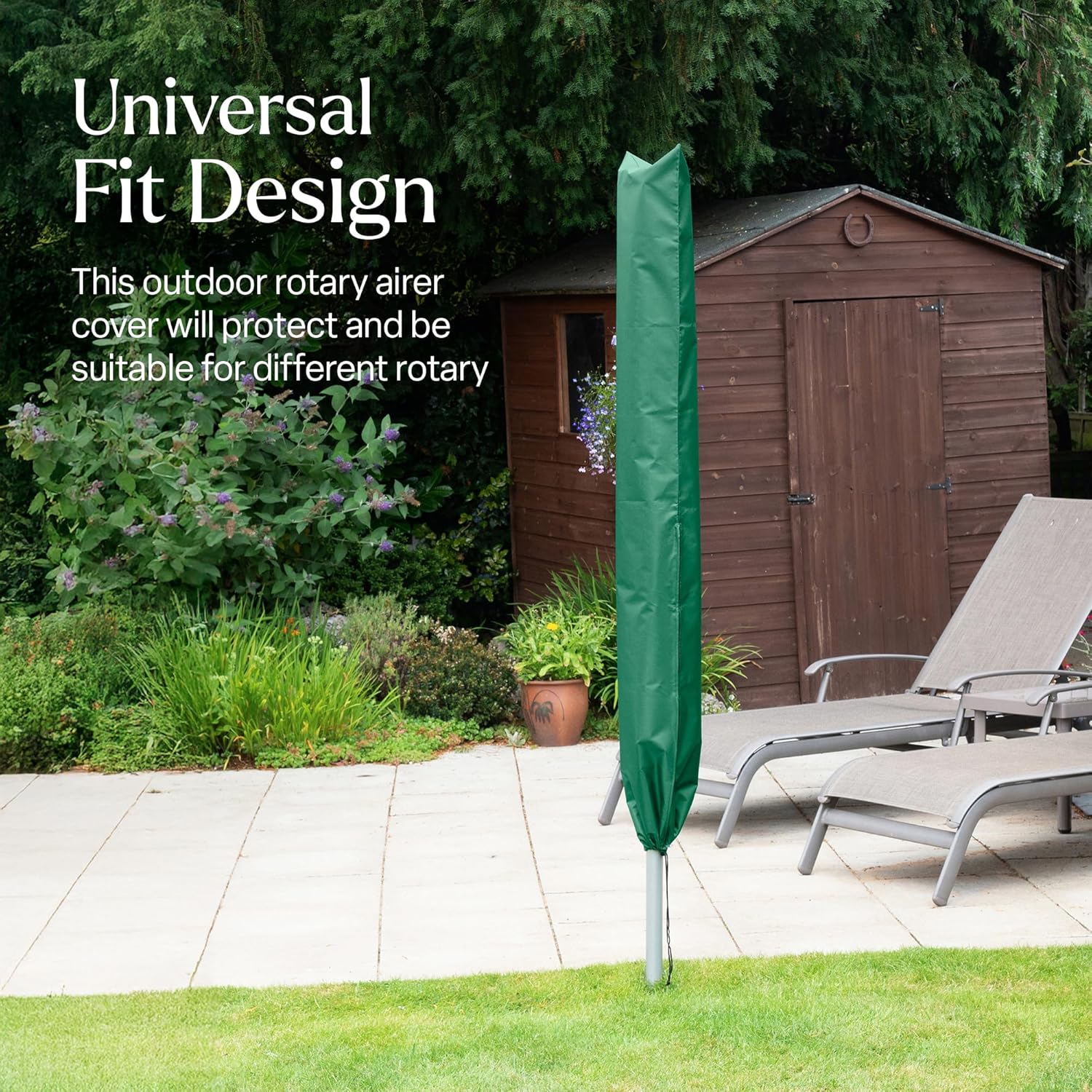 WINSOME Rotary Washing Line Cover Waterproof Polyester Fabric with Zip Heavy Duty Rotary Clothes Line Cover Weather Resistant Rotary Line Cover Garden Rotary Dryer and Airer Cover | Green - Image 3